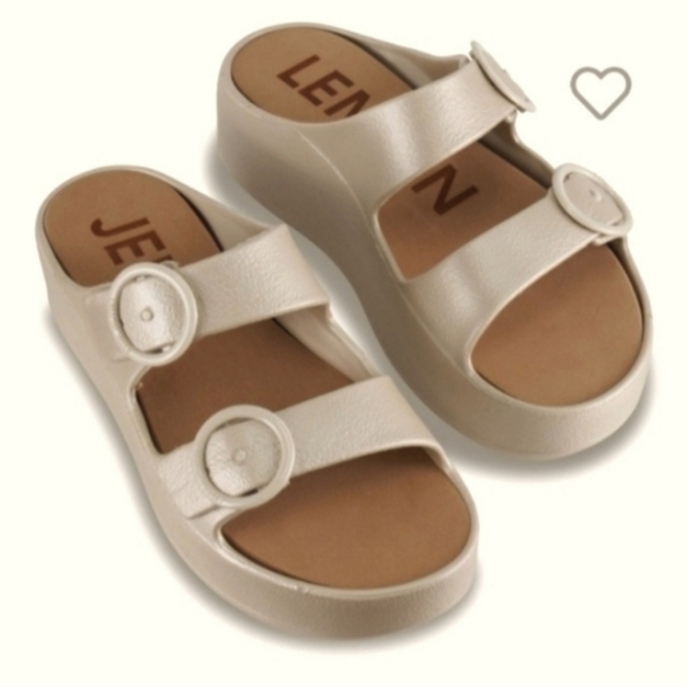 NWT Lemon Jelly double strap Platform sandals,warm grey(beige),EU 40